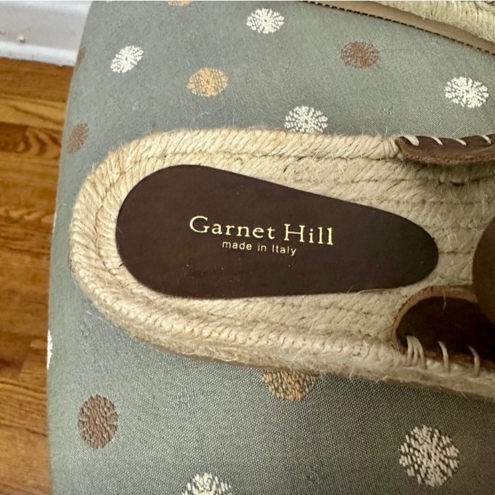 Garnet Hill Adeline Brown Leather Espadrille, Buckled Sandals Size 39 (9) - Picture 3 of 11